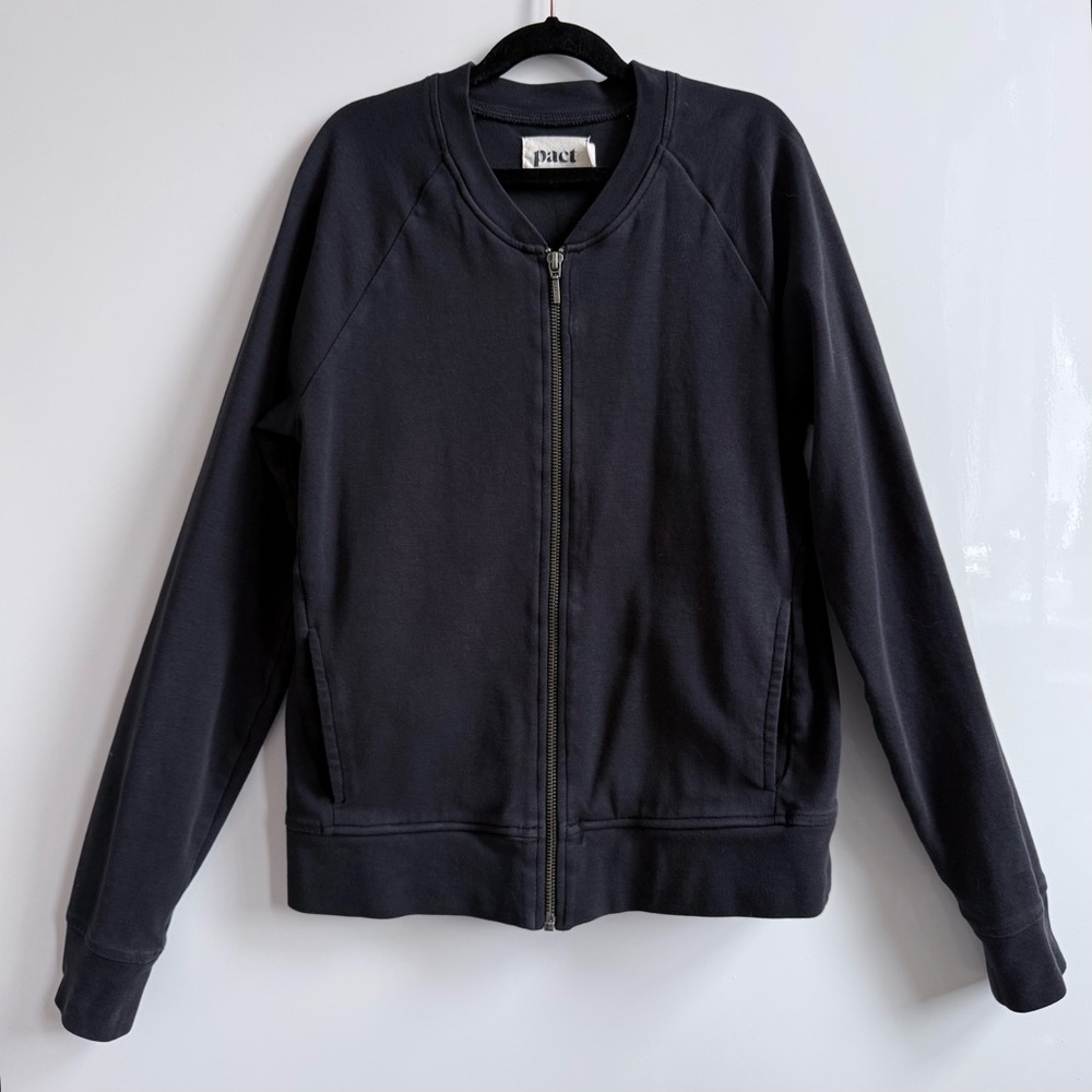 Pact Zip-Up Bomber Sweatshirt Black Organic Cotton